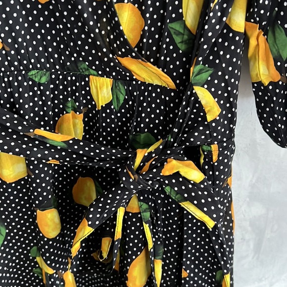 ESTELLE Print Limonata Tie Waist Cotton Blend Dress, 3X - Picture 5 of 12